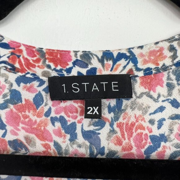 1.State Floral Sleeveless Wrap Top Pink Blue 2X zq - Picture 2 of 5